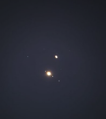 (Jupiter/Saturn taken by Eric with his 8" on December 21, 2020)